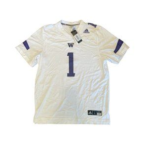 ADIDAS WASHINGTON HUSKIES JERSEY $75 WHITE NWT TEAM ISSUE AEROREADY Size Large
